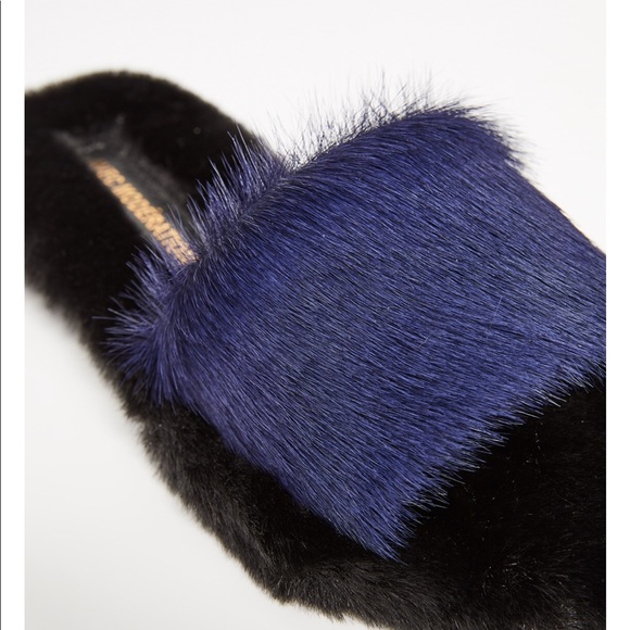 🙂Avec  Moderation Navy Fur & Leather Blue-Bora Bora Comfy Soft 38 🇮🇹 - Picture 4 of 16